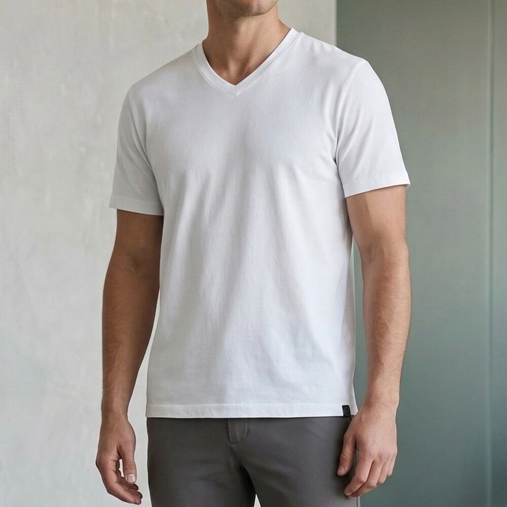 Aether Supima Cotton V-Neck T-Shirt White Size 4 XL Minimal Premium